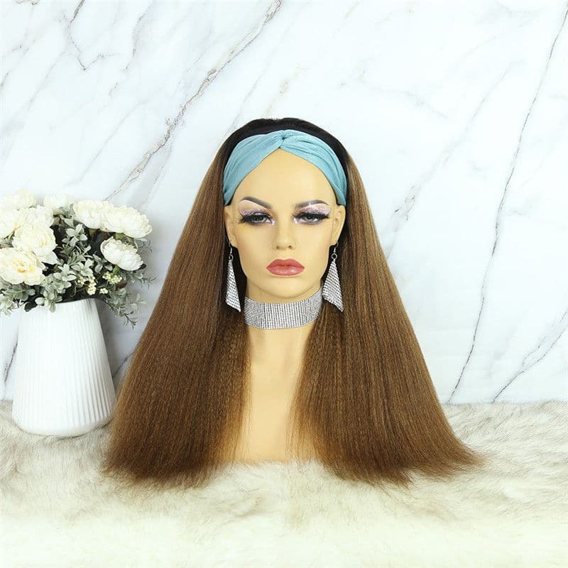 Headband Wig #T1B30 Yaky Straight Human Hair1