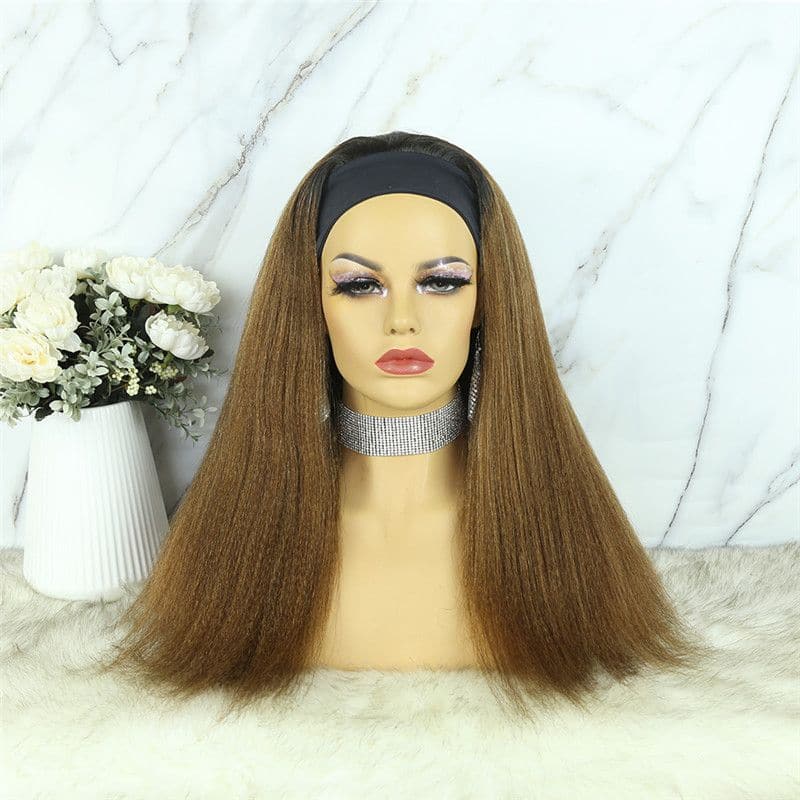 Headband Wig #T1B30 Yaky Straight Human Hair2