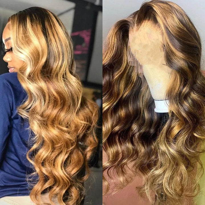 Transparent Lace Mix Blonde Color Body Wave 13x6 Lace Front Wig BBM01