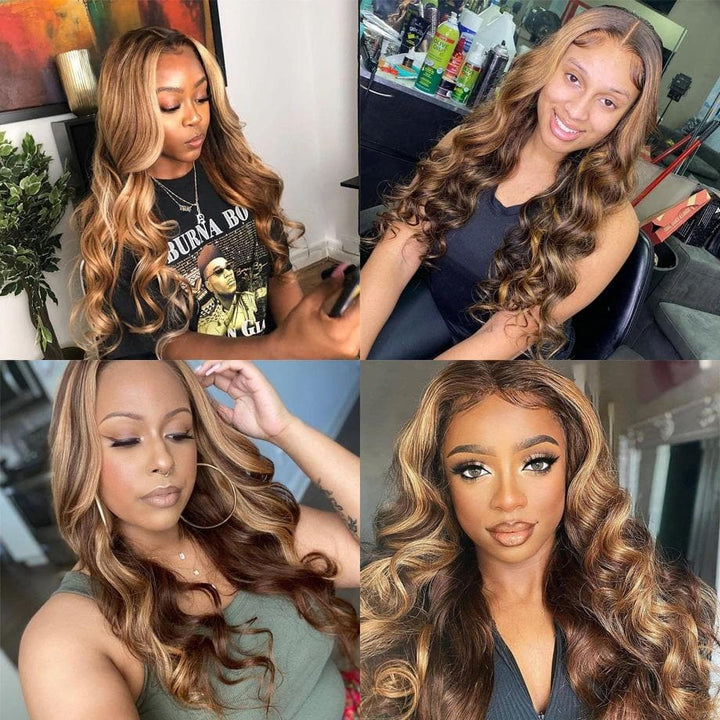 Transparent Lace Mix Blonde Color Body Wave 13x6 Lace Front Wig BBM01