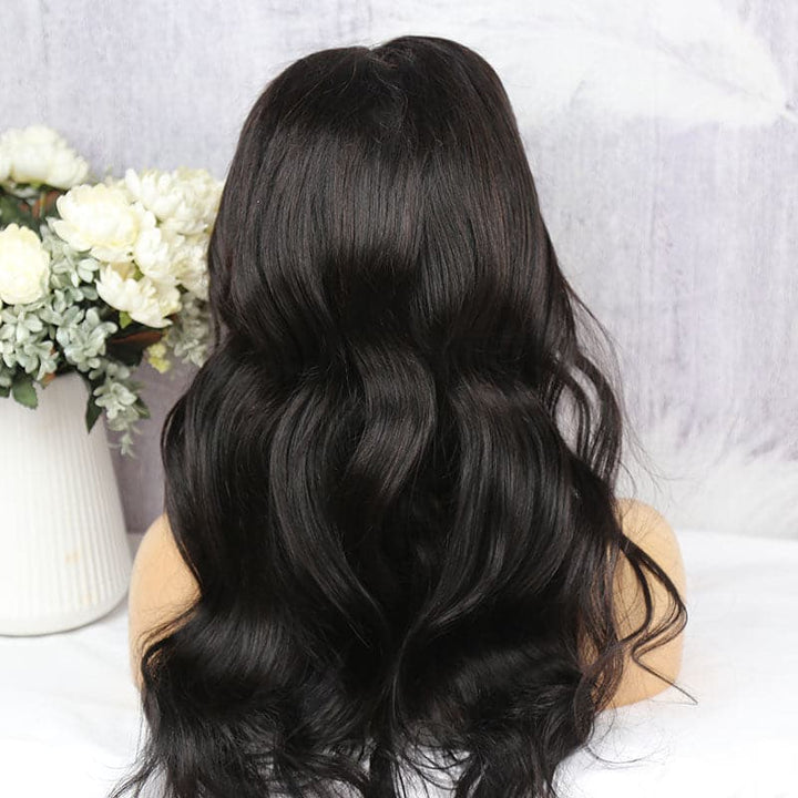 13x6 UNDETECTABLE CLEAR LACE Body Wave with Curtain Bangs Wig BWCB-1