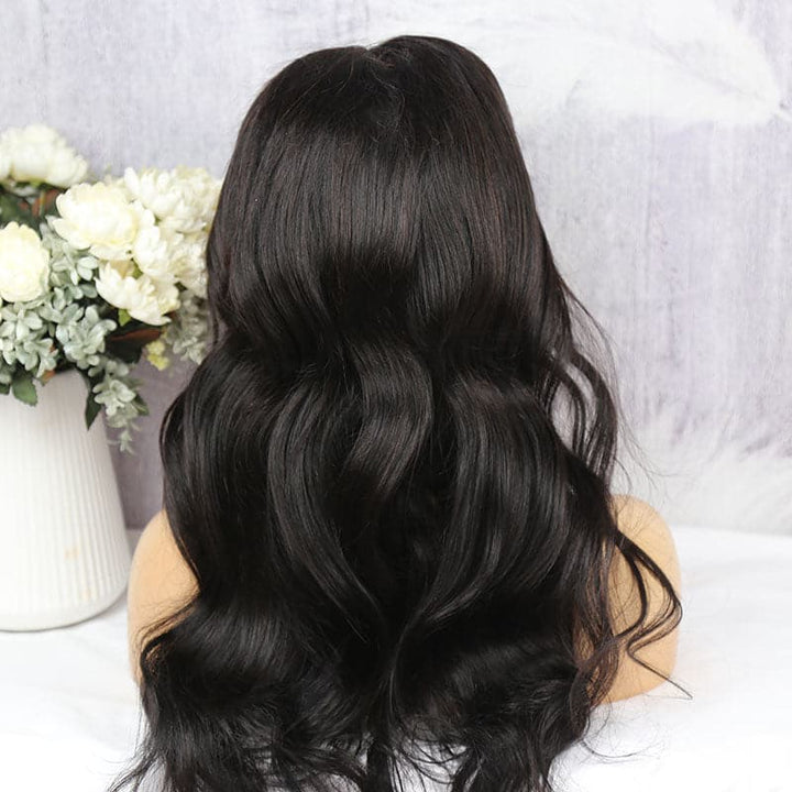 13x6 UNDETECTABLE CLEAR LACE Body Wave with Curtain Bangs Wig BWCB-1