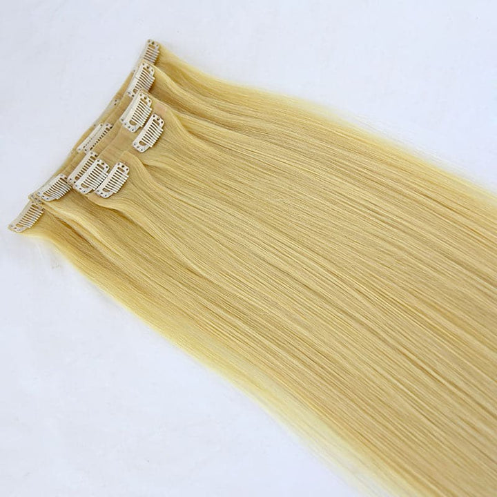 blonde straight clip in hair extensions