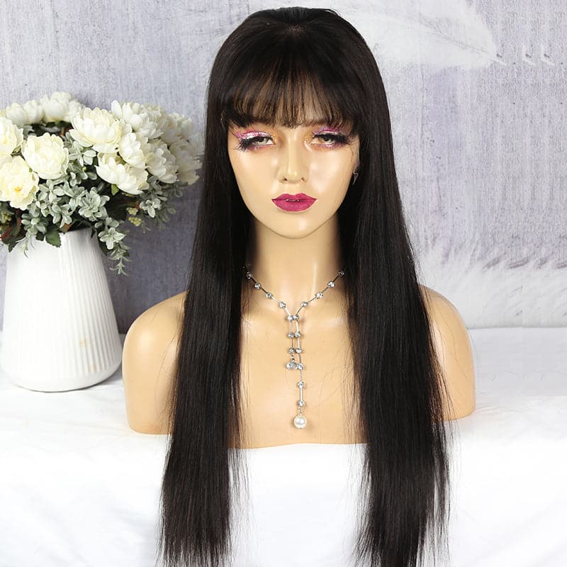 NEW 360 HD LACE FRONTAL WIG Silky STRAIGHT with bangs STB360