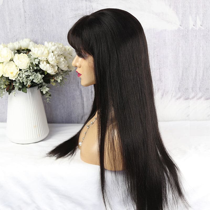 NEW 360 HD LACE FRONTAL WIG Silky STRAIGHT with bangs STB360