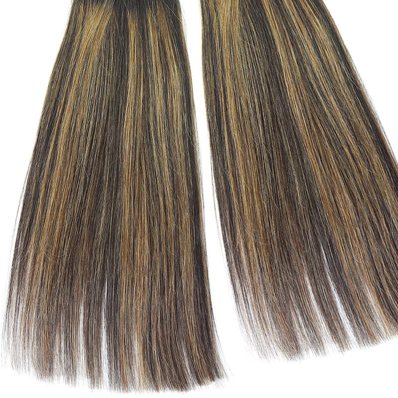 Micro Loop Mixed Brown Silk Straight Human Hair