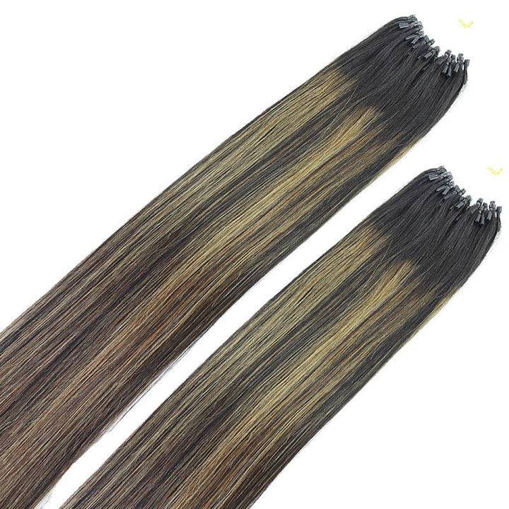 Micro Loop Mixed Brown Silk Straight Human Hair