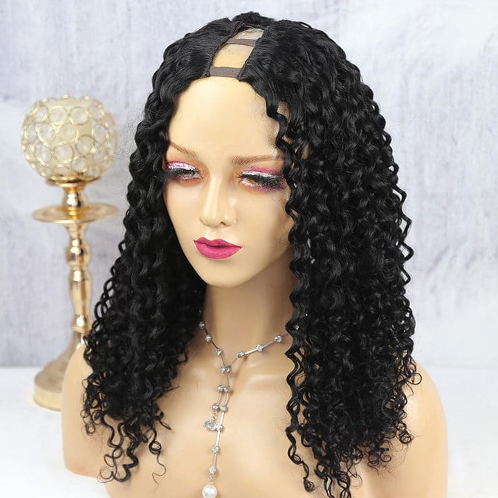 U Part Wig Deep Curly Human Hair UDC-1