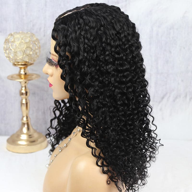 U Part Wig Deep Curly Human Hair UDC-1