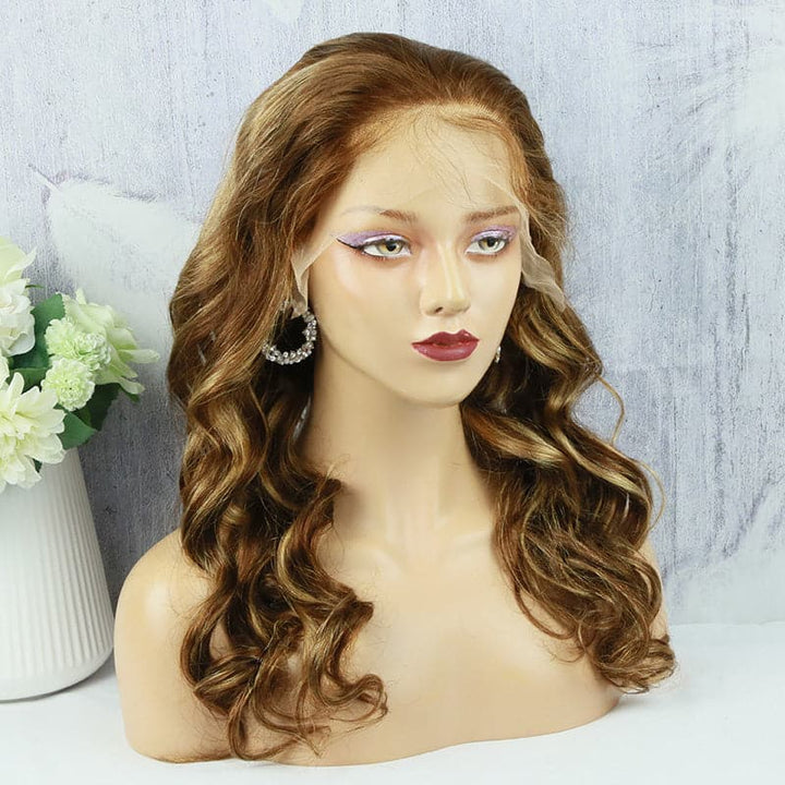 Transparent Lace Mix Blonde Color Body Wave 13x6 Lace Front Wig BBM01
