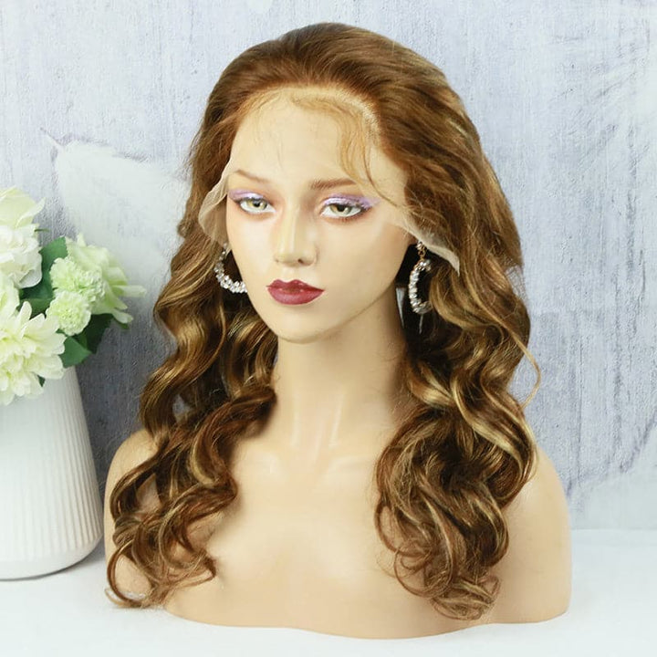 Transparent Lace Mix Blonde Color Body Wave 13x6 Lace Front Wig BBM01