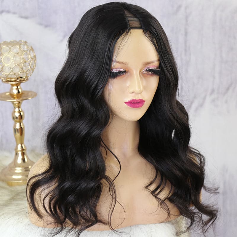 V Part No leave Out Wig Body Wave Human Hair VBW-N1