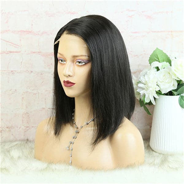 5x5 Lace Closure Wig Blunt Cut Silky Straight BOB  BOBST55