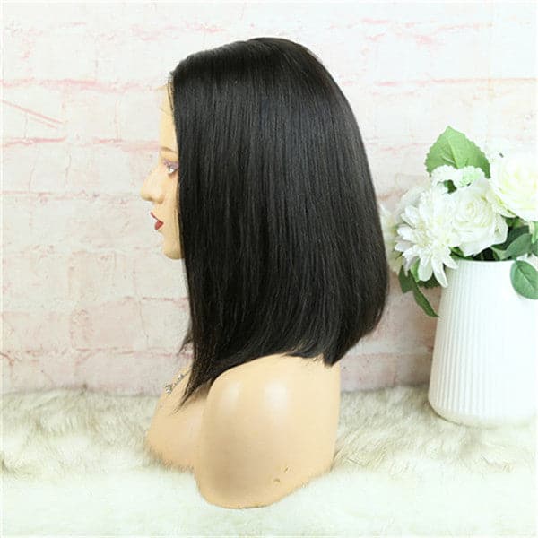 5x5 Lace Closure Wig Blunt Cut Silky Straight BOB  BOBST55