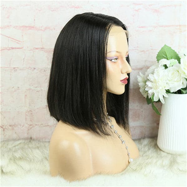 5x5 Lace Closure Wig Blunt Cut Silky Straight BOB  BOBST55