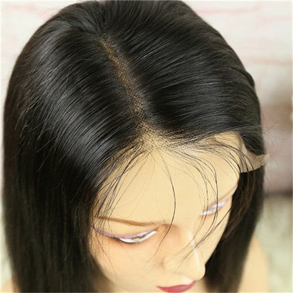5x5 Lace Closure Wig Blunt Cut Silky Straight BOB  BOBST55