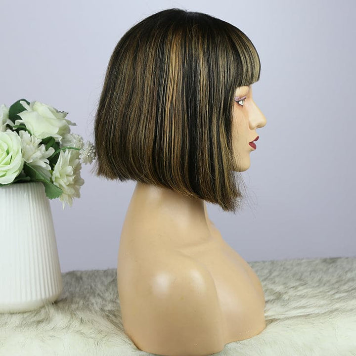 BOB Straight With Bang Mixed 1B/27  Human Hair Wig  BT1B27