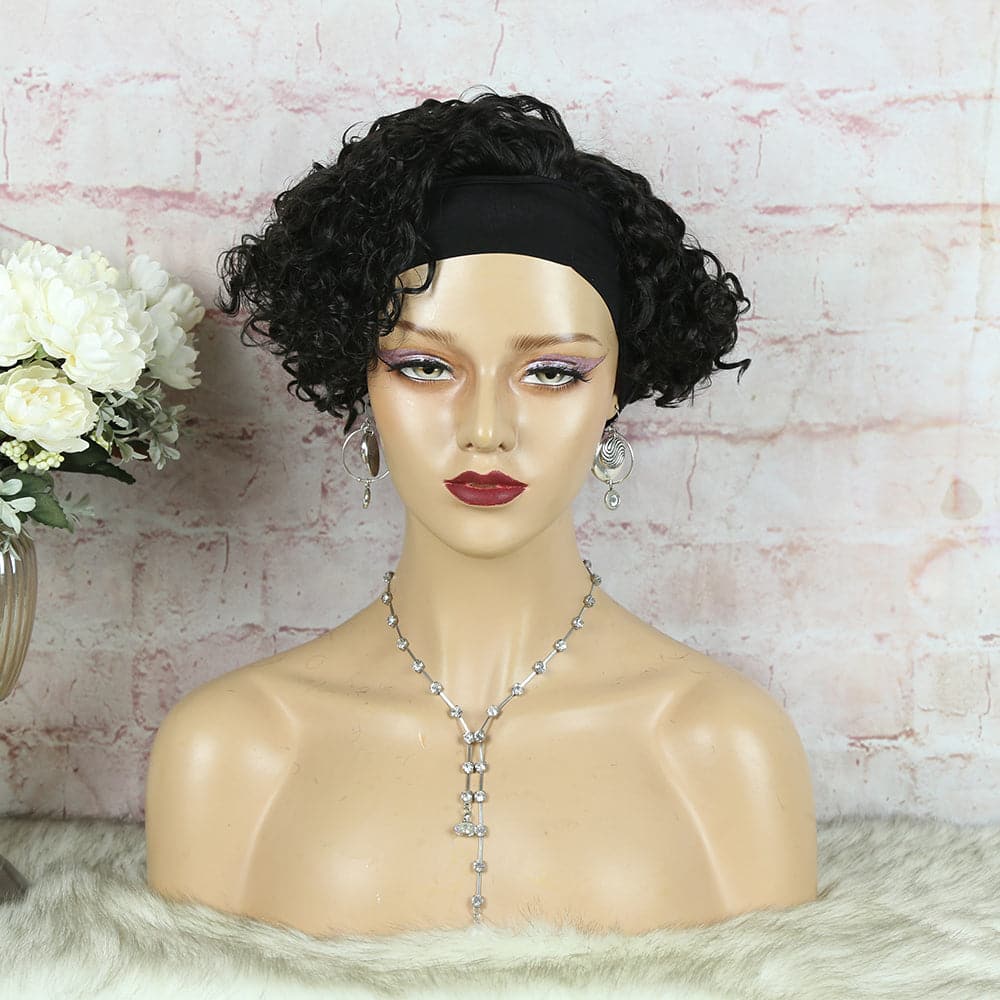 Headband Wig Pixie Cut Deep Curly Human Hair HBPXX02