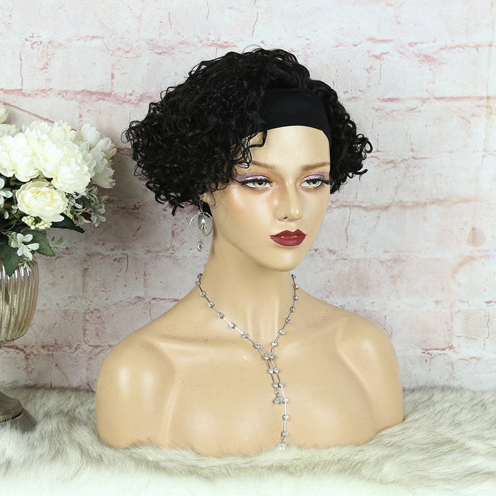 Headband Wig Pixie Cut Deep Curly Human Hair HBPXX02