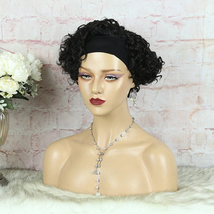 Headband Wig Pixie Cut Deep Curly Human Hair HBPXX02