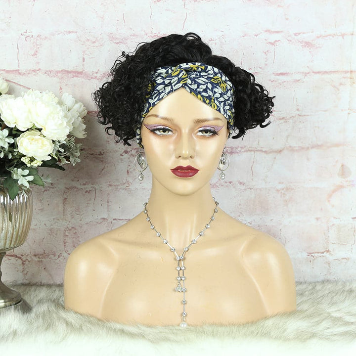 Headband Wig Pixie Cut Deep Curly Human Hair HBPXX02