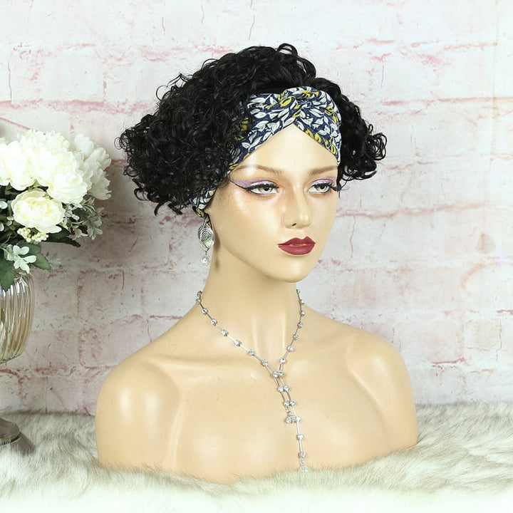 Headband Wig Pixie Cut Deep Curly Human Hair HBPXX02