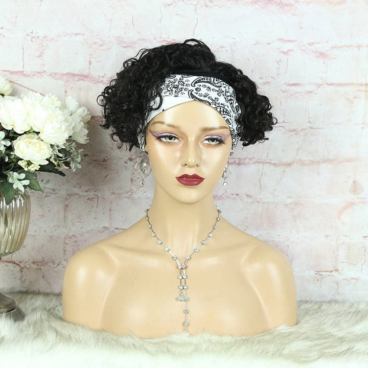 Headband Wig Pixie Cut Deep Curly Human Hair HBPXX02