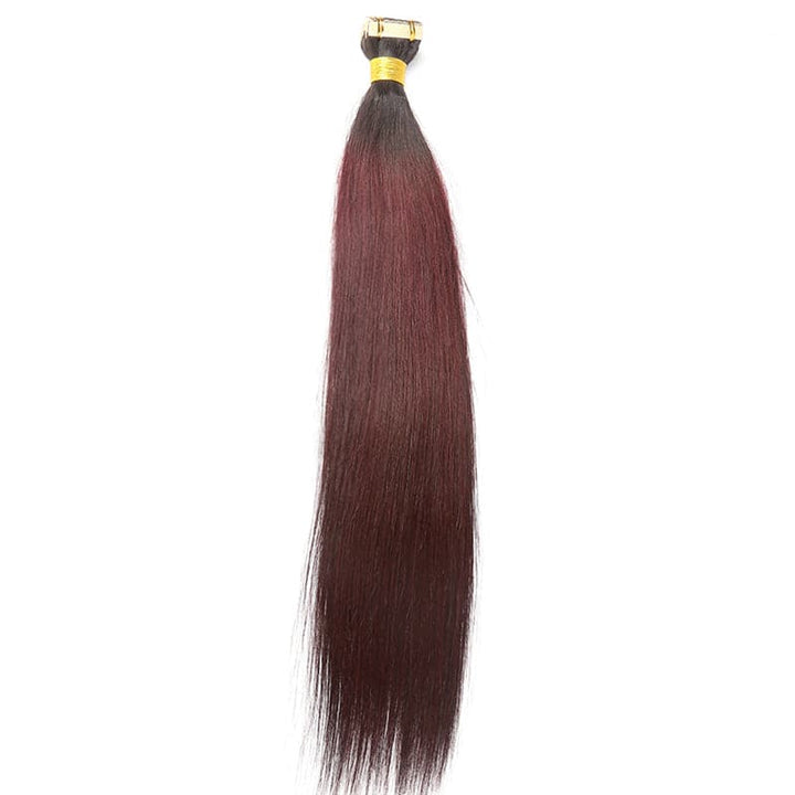 TAPE IN HAIR EXTENSION Silky Straight Human Hair #1B 99J Color