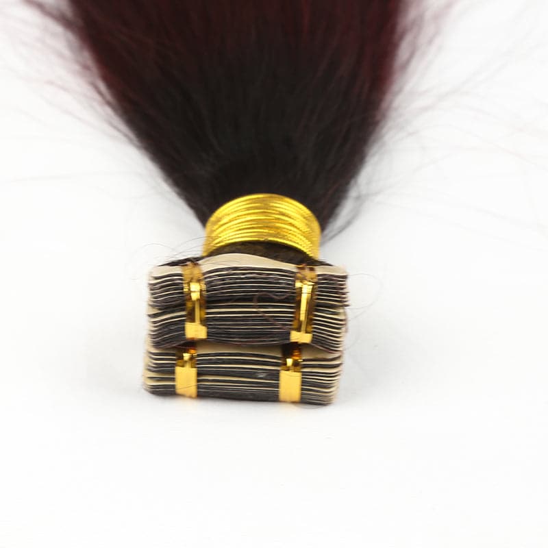 TAPE IN HAIR EXTENSION Silky Straight Human Hair #1B 99J Color