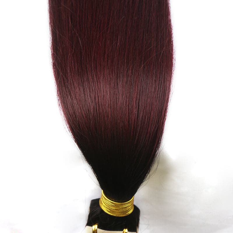 TAPE IN HAIR EXTENSION Silky Straight Human Hair #1B 99J Color