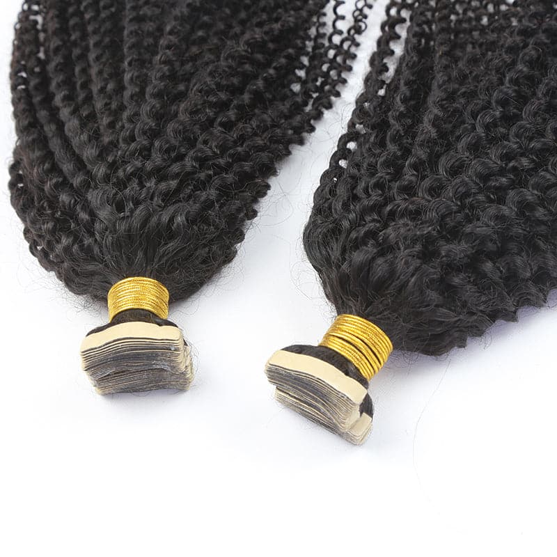 human kinky curly tape in hair extensions
