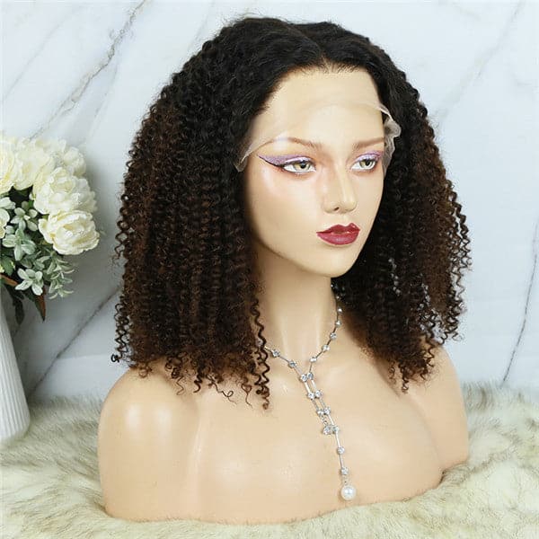 Ombre #1B/30 Pre Plucked Afro Kinky Curly 13x6 Lace Front Wig