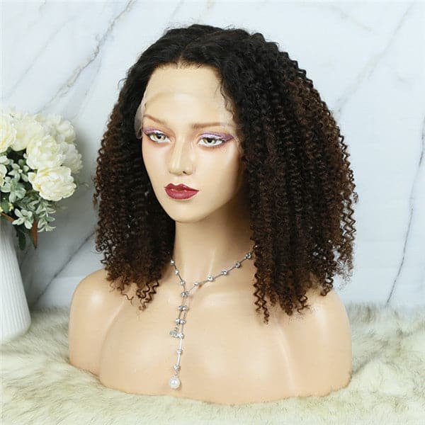 Ombre #1B/30 Pre Plucked Afro Kinky Curly 13x6 Lace Front Wig