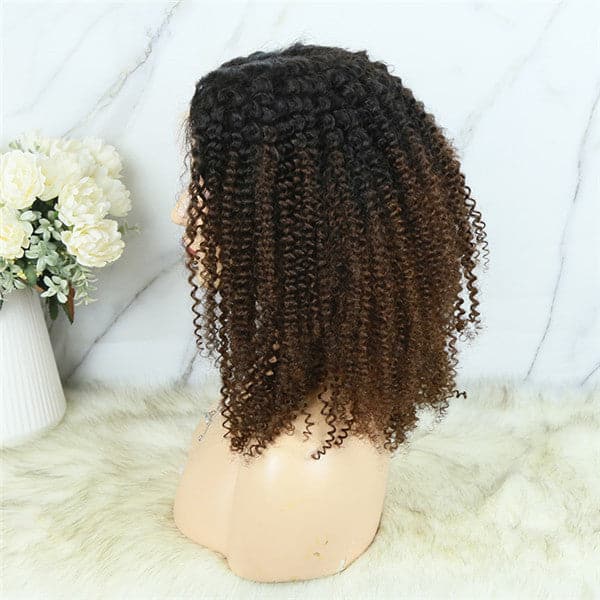 Ombre #1B/30 Pre Plucked Afro Kinky Curly 13x6 Lace Front Wig