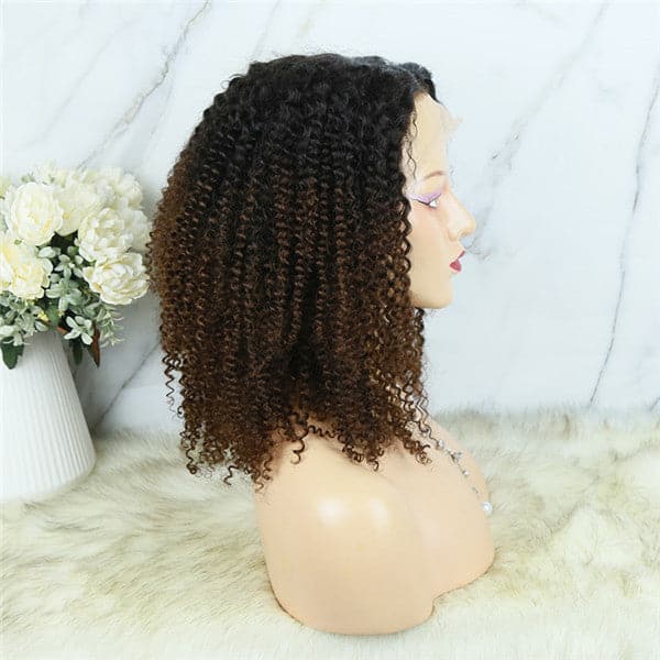 Ombre #1B/30 Pre Plucked Afro Kinky Curly 13x6 Lace Front Wig