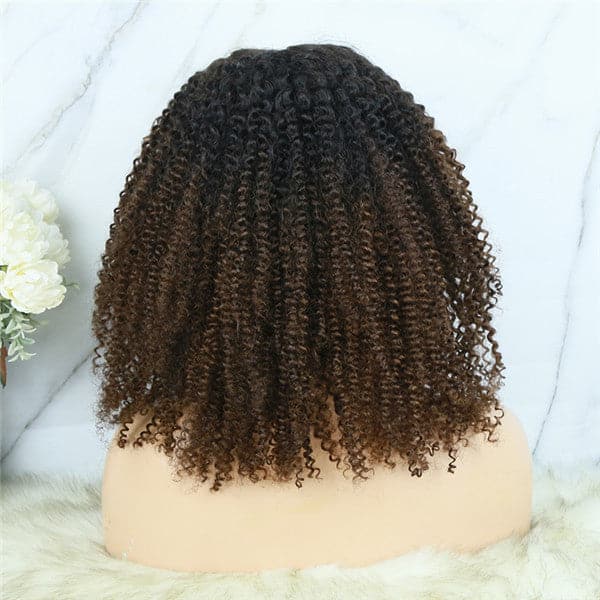Ombre #1B/30 Pre Plucked Afro Kinky Curly 13x6 Lace Front Wig