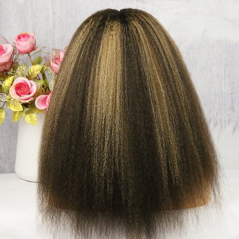 13x4 Lace Front Colored Highlight #4/27 Kinky Straight Wig  KS134C
