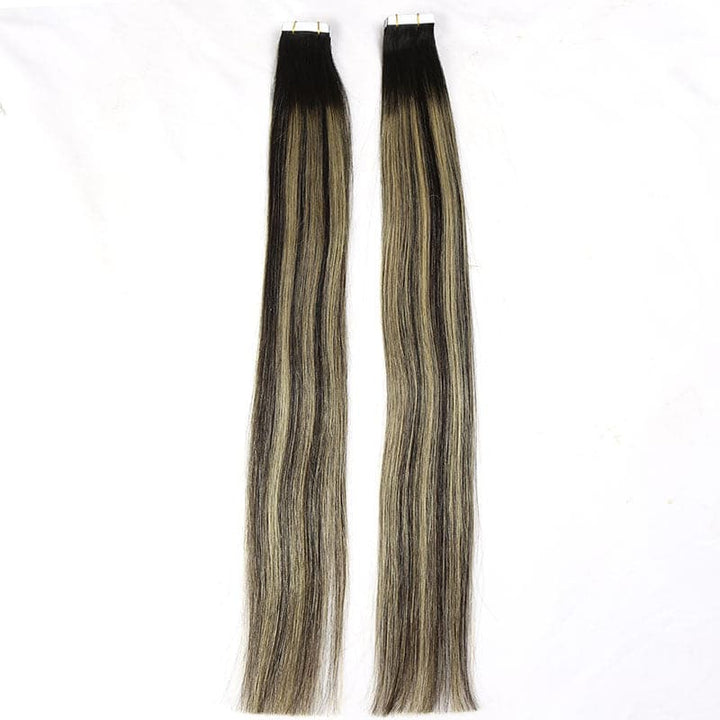 brown and blonde tape in hair extensions