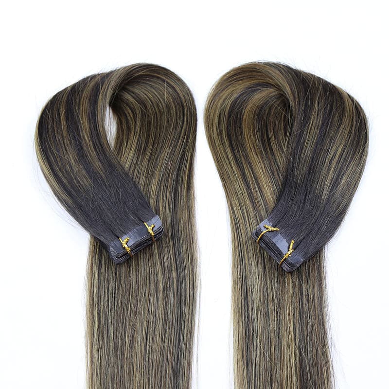 TAPE IN HAIR EXTENSION Silky Straight Human Hair Mixed Color