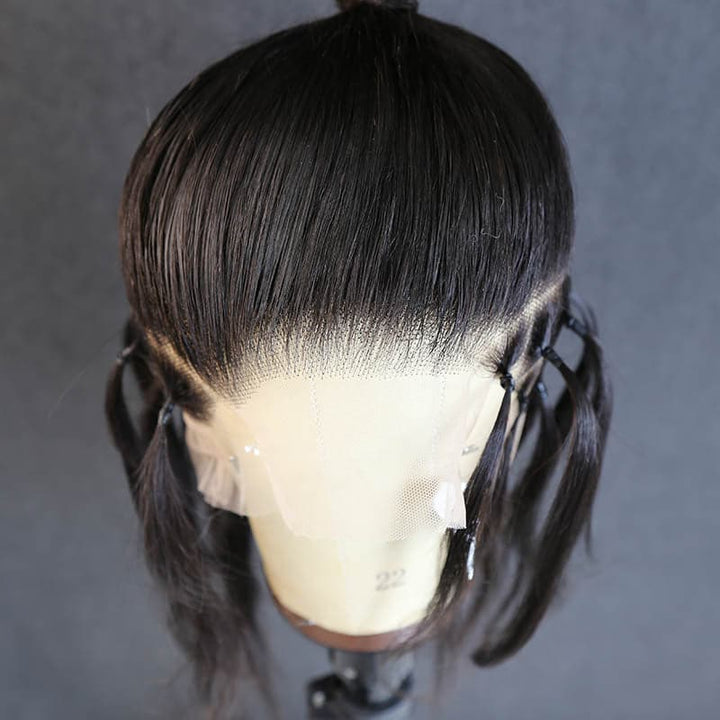 10 Inch Silky Straight Full Lace Wig Natural Color Human Hair