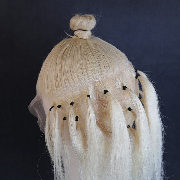 Silky Straight Full Lace Wig Blonde #613 Color Human Hair