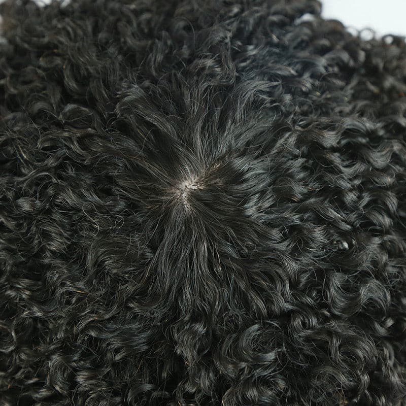 Afro Kinky Curly With Bangs Hand Tied With Machine Made No Lace Wig