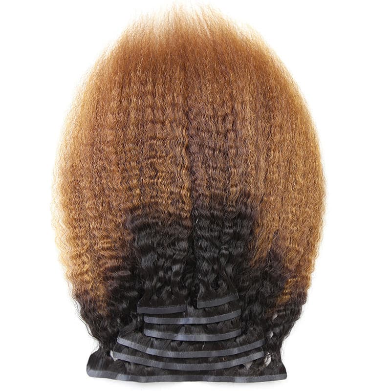 Seamless Clip-In Hair Extension Kinky Straight #T1B/30