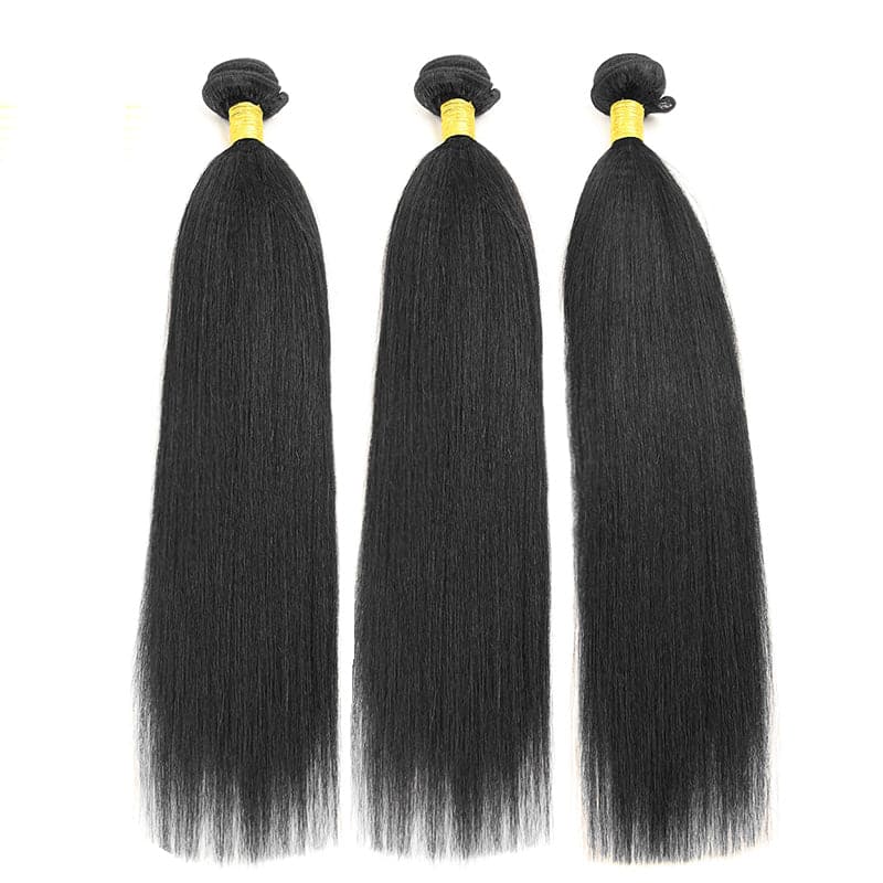 Light Yaki Straight Human Hair Extensions Sew in Bundles