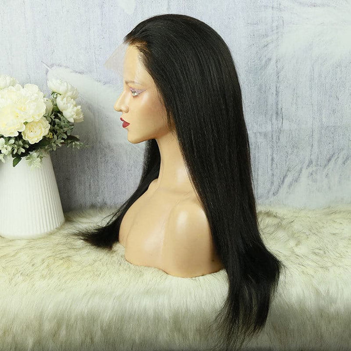 Undetectable Clear Lace Melt Skin light Yaki Straight 13x6 Lace Front Wig HDYS136