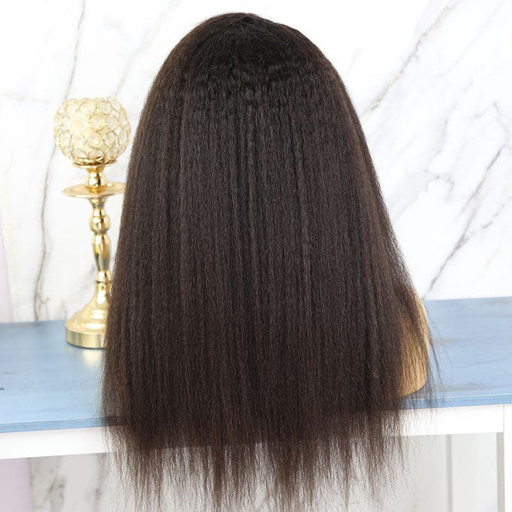 Undetectable Clear Lace Kinky Straight With Curly Edges 13x6 Lace Front Wig HDCE01