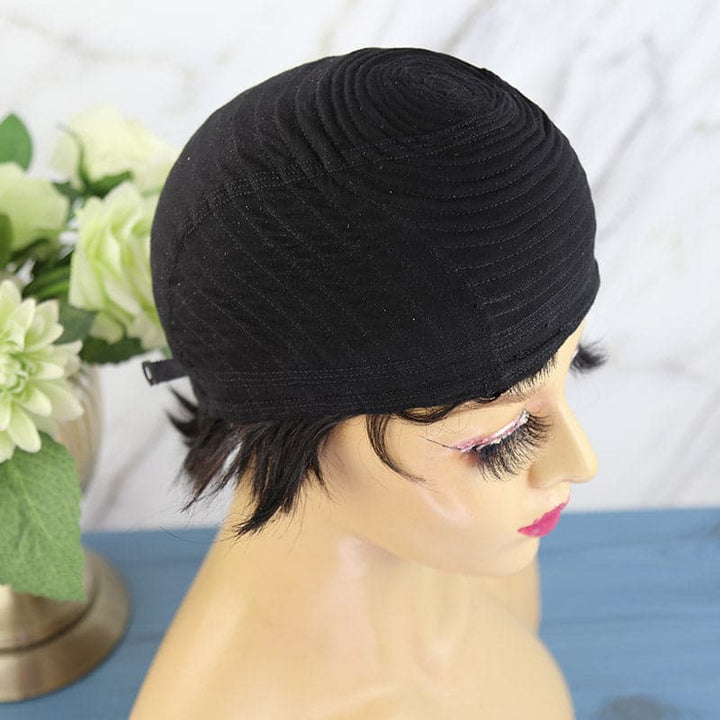 Glueless Pixie Cut Medical Elastic Cotton Inside Human Hair