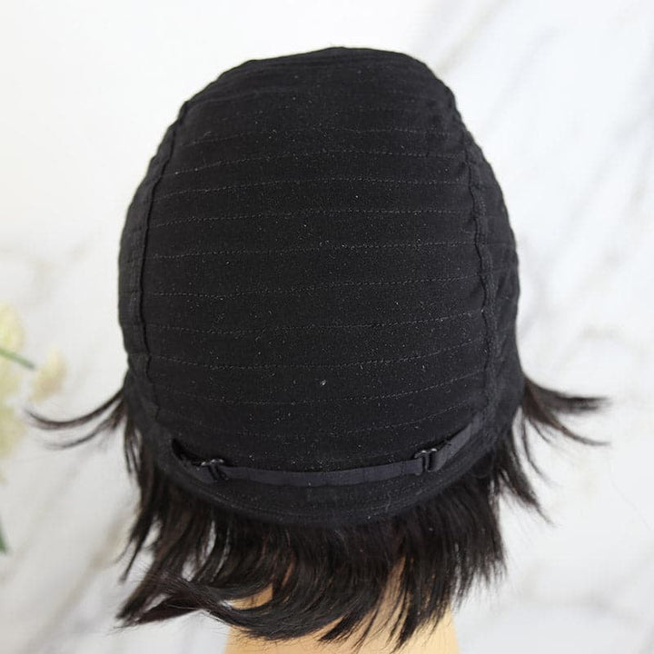 Glueless Pixie Cut Medical Elastic Cotton Inside Human Hair