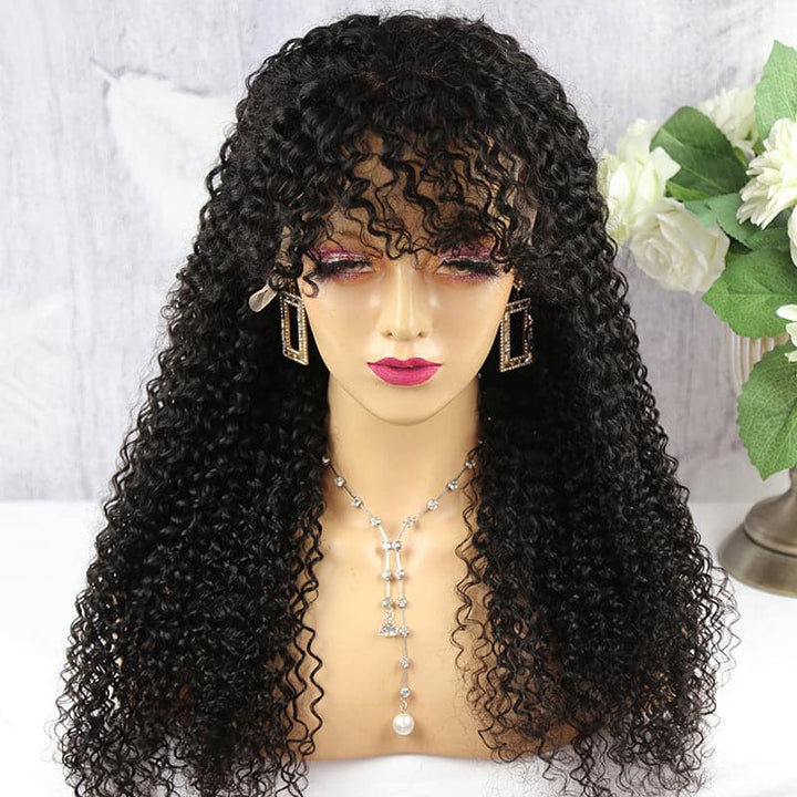 200% Long Curly Hair With Bangs Lace Front wig  CBNL