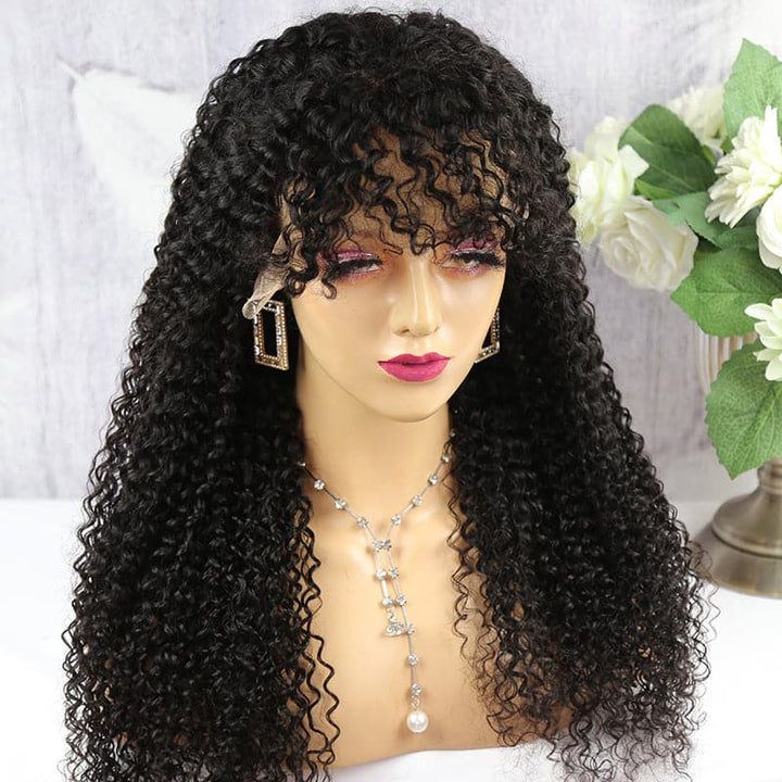 200% Long Curly Hair With Bangs Lace Front wig  CBNL